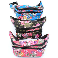 Inca - Floral Fabric Bum Bag - Black