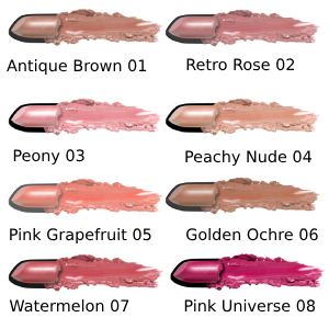 Cream Glow Lipstick - Colour Chart