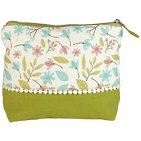 Shruti - Shruti Wash Bag - Green Embroidered Dotty Lace